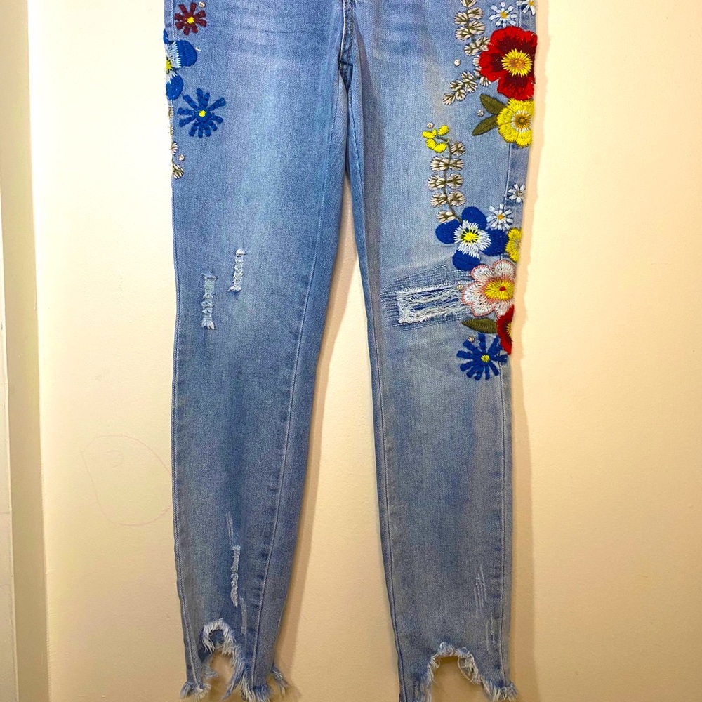 Floral Stitched Jeans